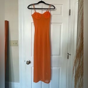 Peppermayo Strapless Dress in Bright Orange